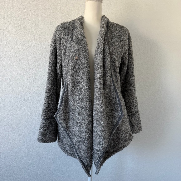 Soft Surroundings Gray Plush Cozy Cardigan Waterfall Jacket Size Medium - Picture 2 of 7